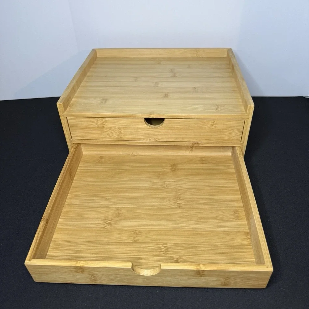Prosumer's Choice Wooden Desk Organizer With Two Drawers Monitor Display Bamboo*